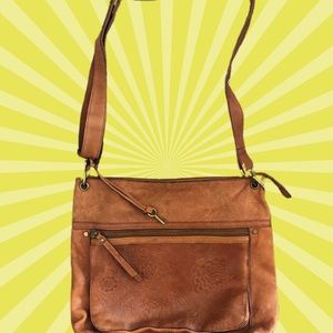 Leather fossil cross body bag